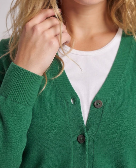 Damen Feiner V-Ausschnitt Strickcardigan mit Knopfleiste, langen Ärmeln und Kaschmir‑Mix Nord Taschen