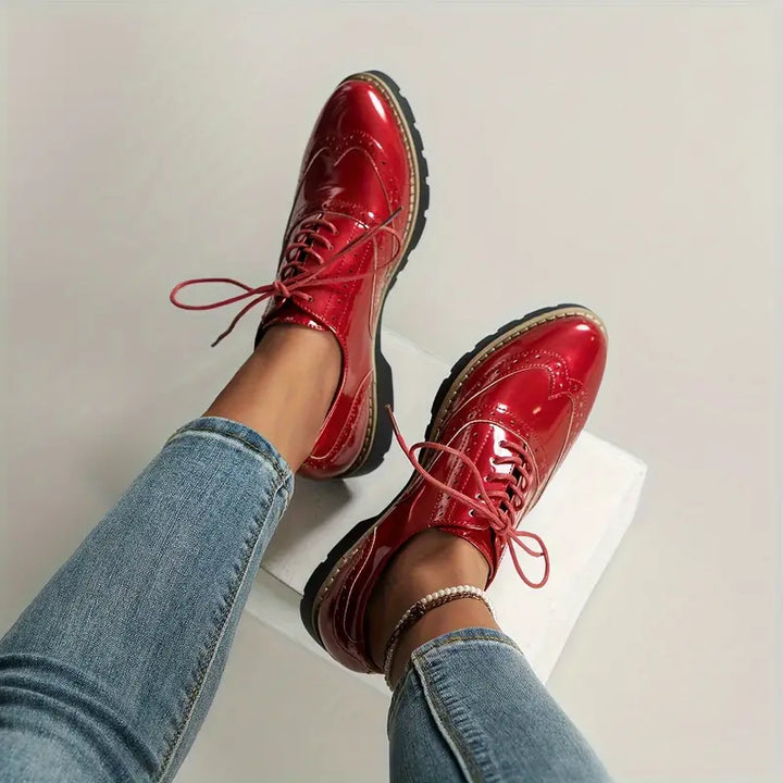 Nord Taschen | Lackschuhe Im Oxford-Stil mit Klobiger Sohle für Damen