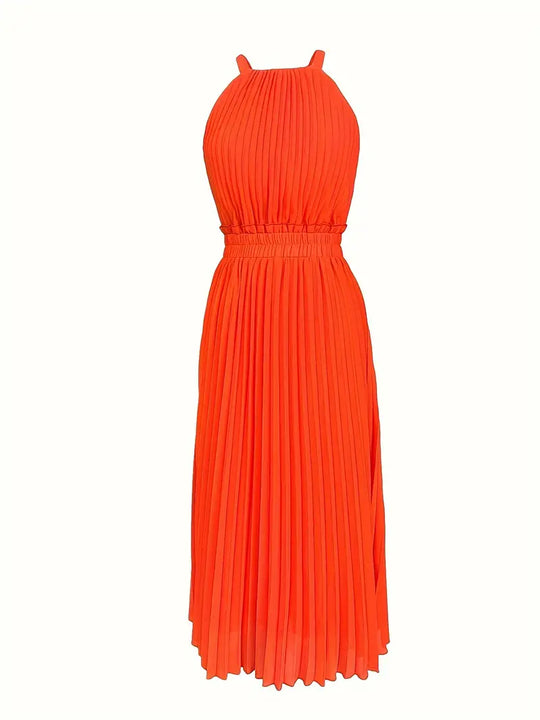 Nord Taschen | Elegantes X-Sommer Midikleid mit Rundhalsausschnitt und Gesch Gathered Taille