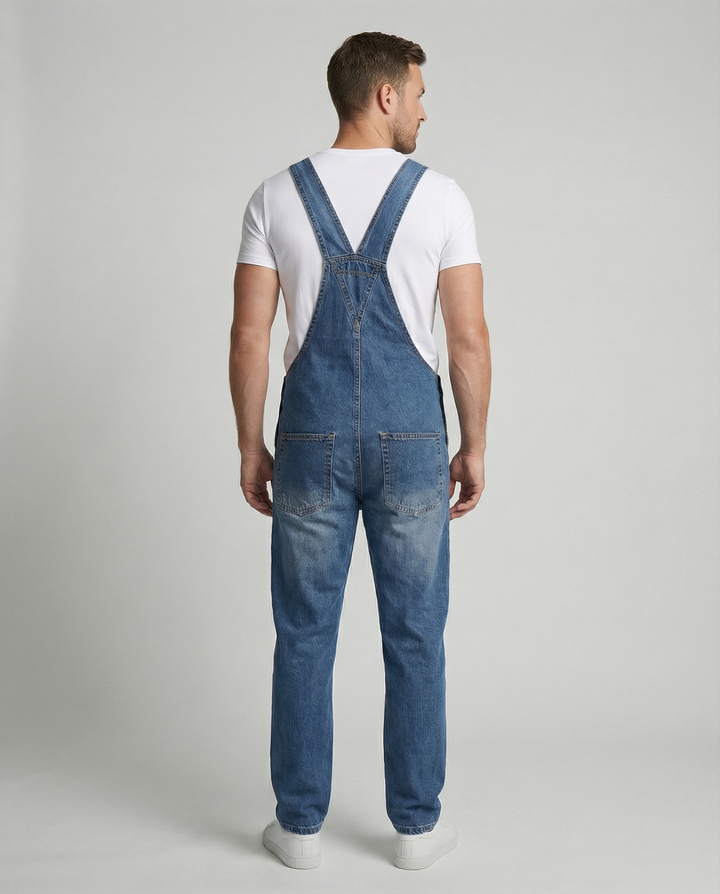 Herren Jeans Latzhose robust mit verstellbaren Trägern
