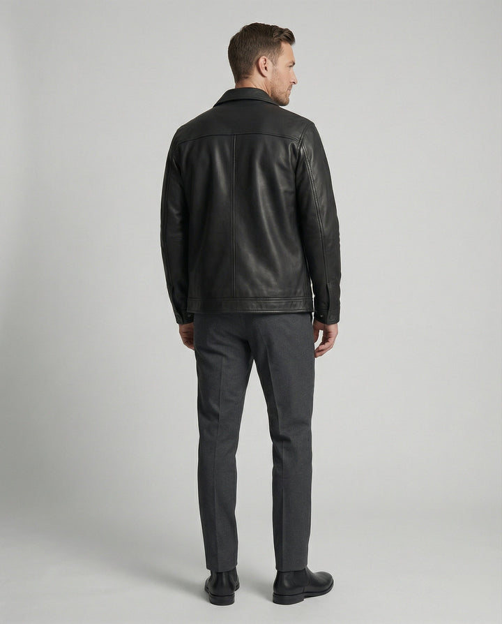 Herren Klassische Kunstlederjacke mit Taschen