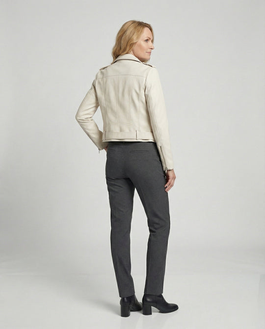 Damen Lederjacke Schwarz Echtleder Look - Vittorelli