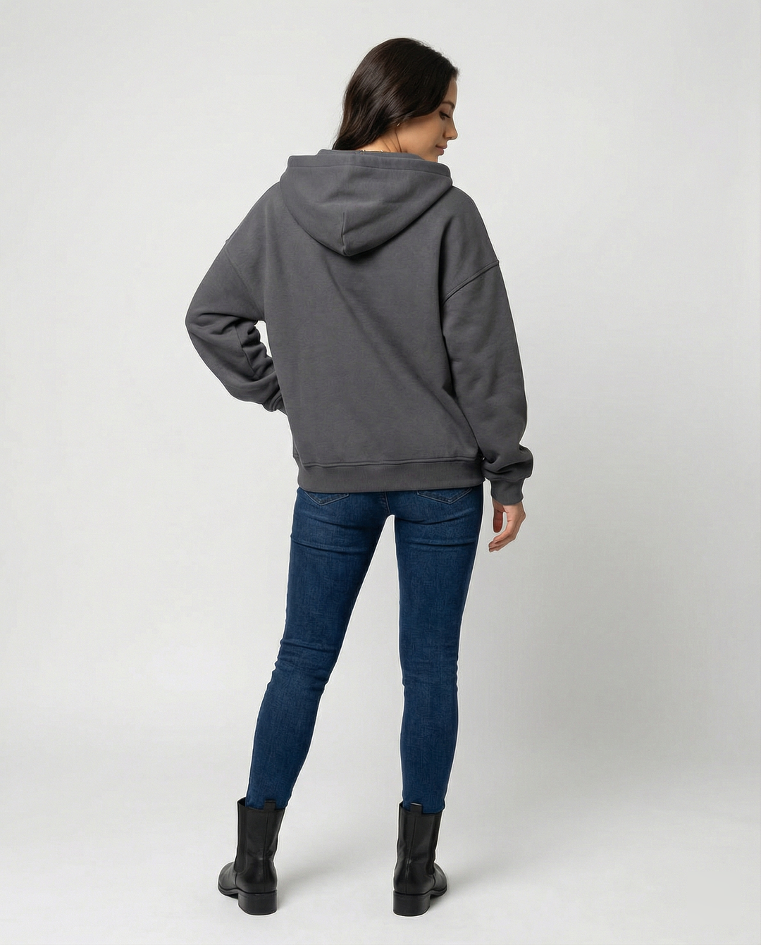 Damen Oversized Kapuzensweatshirt mit lässigem Stehkragen und langen Ärmeln Nord Taschen