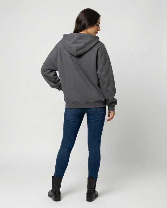 Damen Oversized Kapuzensweatshirt mit lässigem Stehkragen und langen Ärmeln Nord Taschen