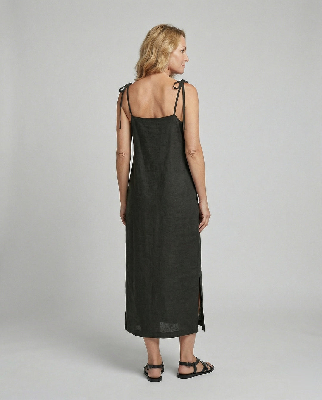 Damen Leinenkleid luftig mit Taschen
