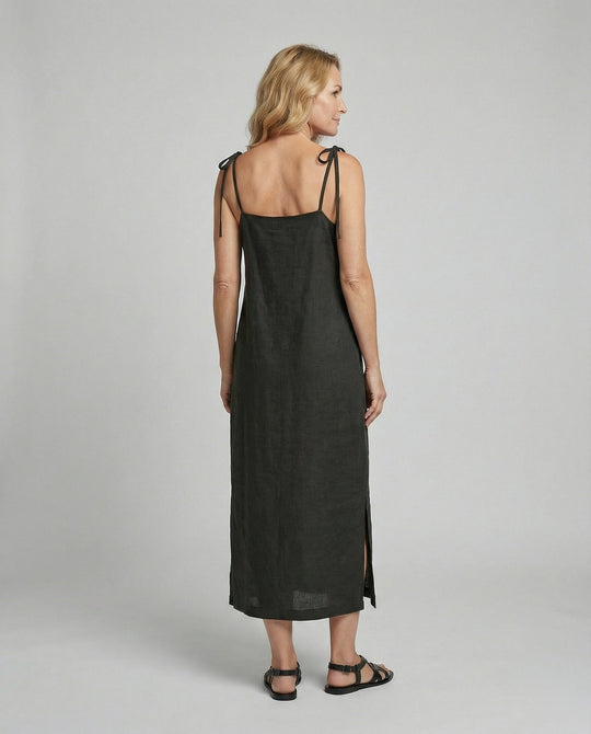 Damen Leinenkleid luftig mit Taschen
