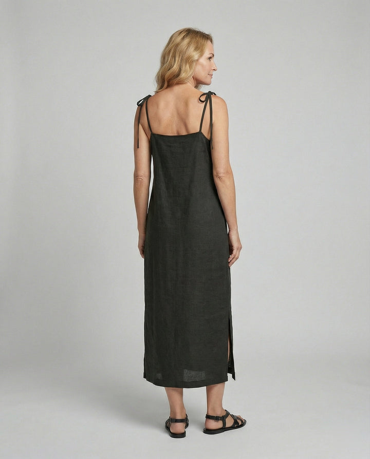 Damen Leinenkleid luftig mit Taschen