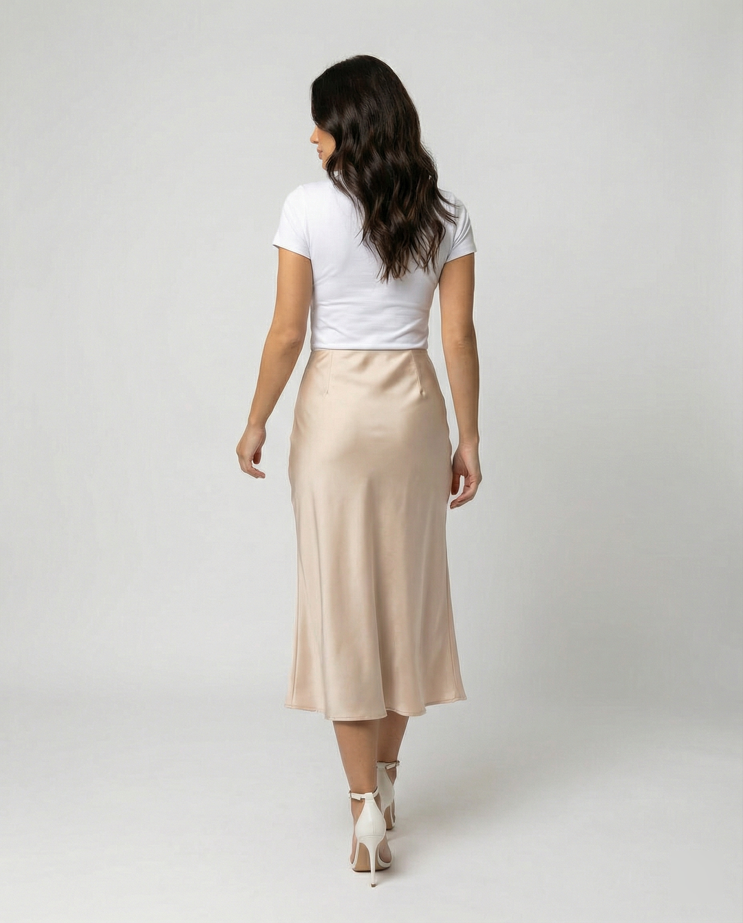 Damen eleganter Midirock mit sanftem Schnitt und hohem Bund