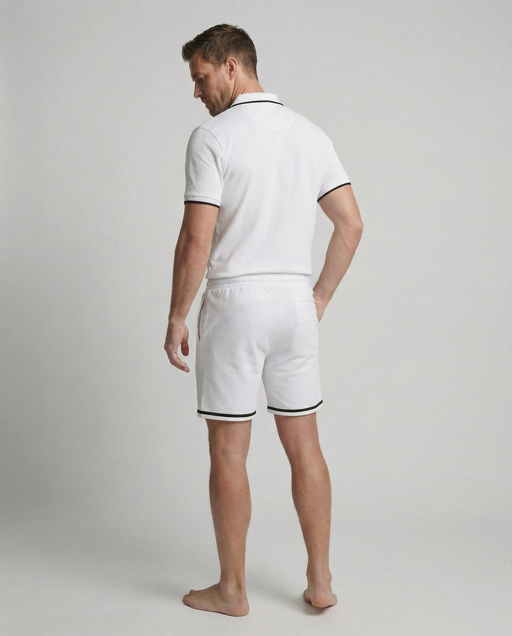 Herren Sportliches Polo- und Shorts-Set mit Kontraststreifen