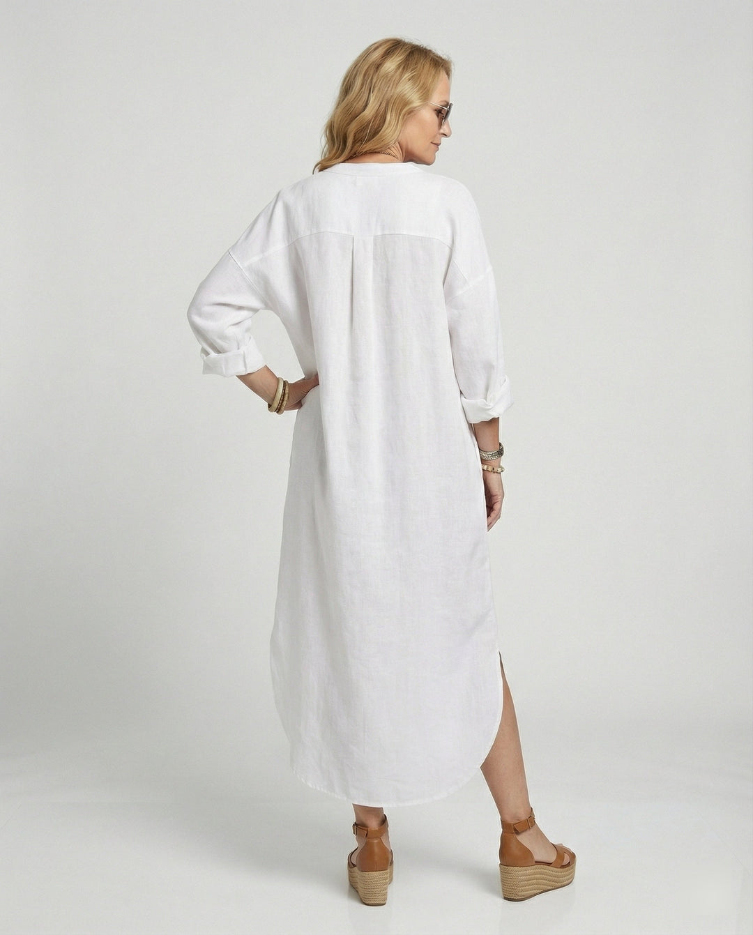 Damen Leinenkleid Kaftan lang