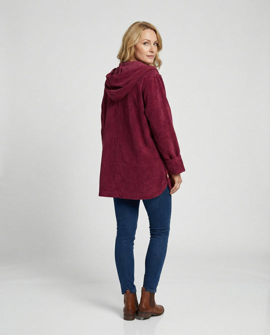 Damen Cord-Kapuzenjacke