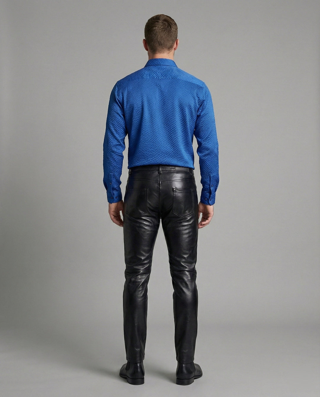 Herren Kunstleder Hose Slim Fit mit Steppdetails - Vittorelli