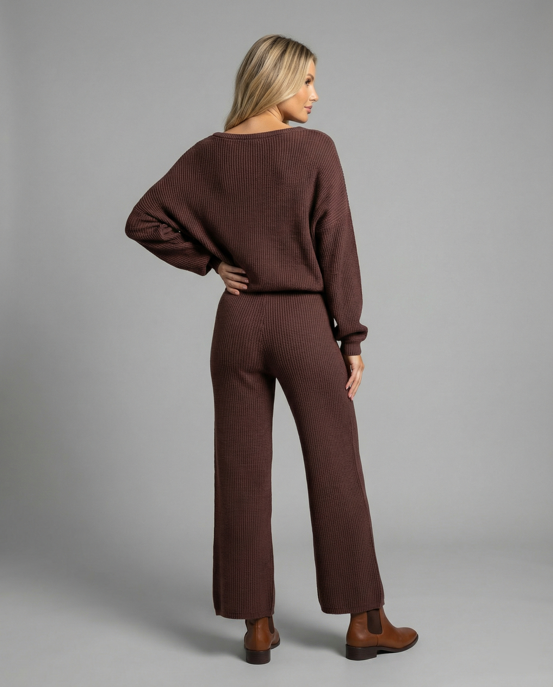 Damen Strickanzug mit lässigem Oversized-Schnitt und weiten Beinen Nord Taschen