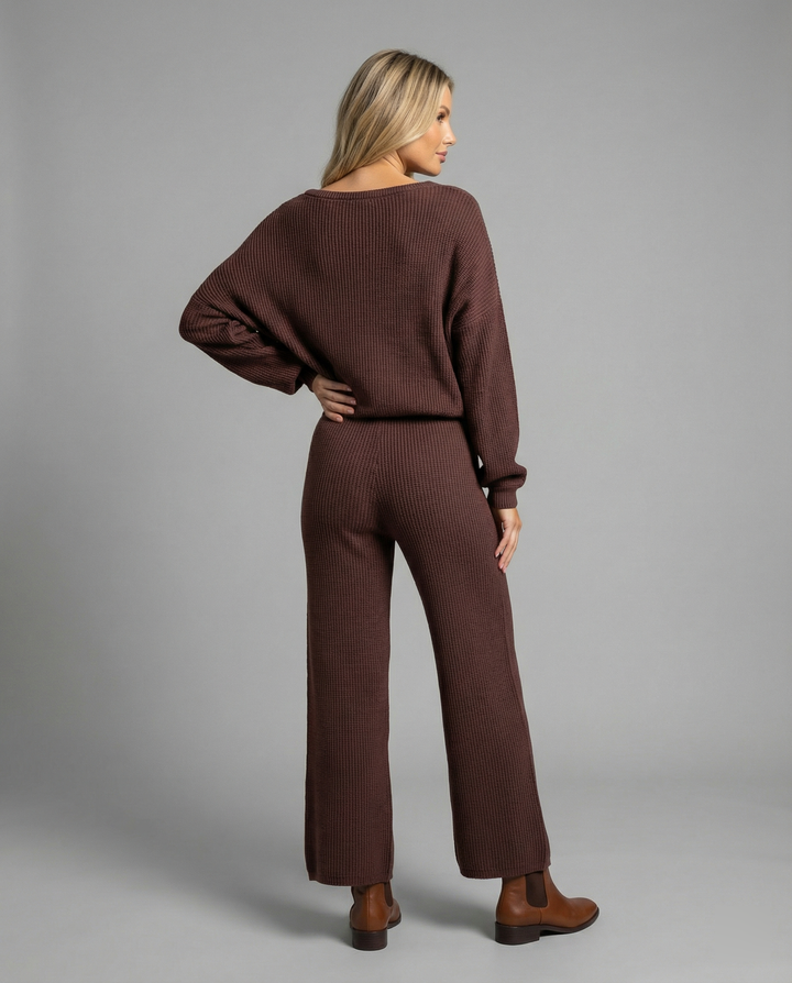 Damen Strickanzug mit lässigem Oversized-Schnitt und weiten Beinen Nord Taschen