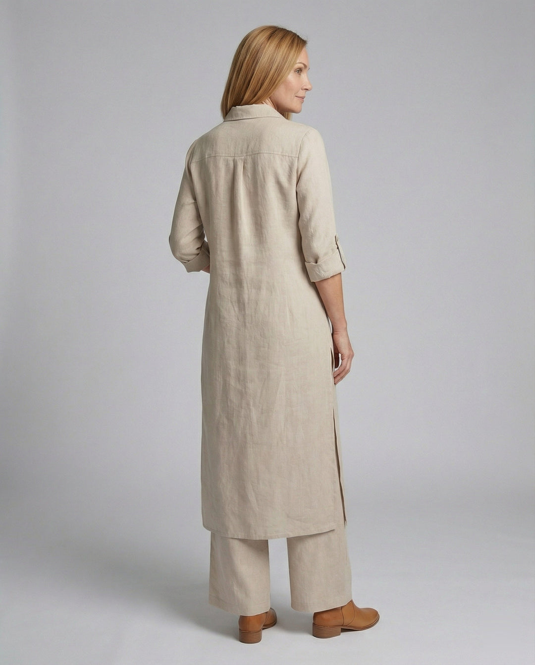Leinen Maxikleid Mit Knopfleiste Damen