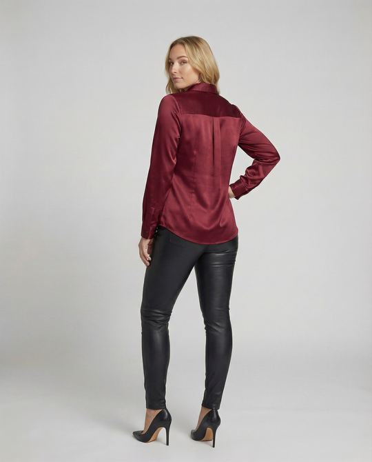 Damen Satin-Bluse mit klassischem Kragen