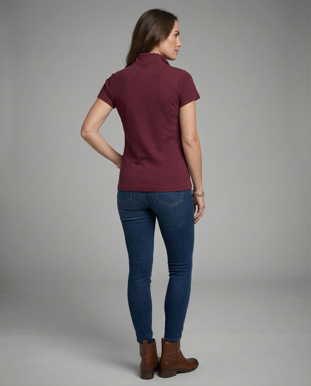 Damen Poloshirt mit kurzem Reißverschluss und figurbetontem Schnitt