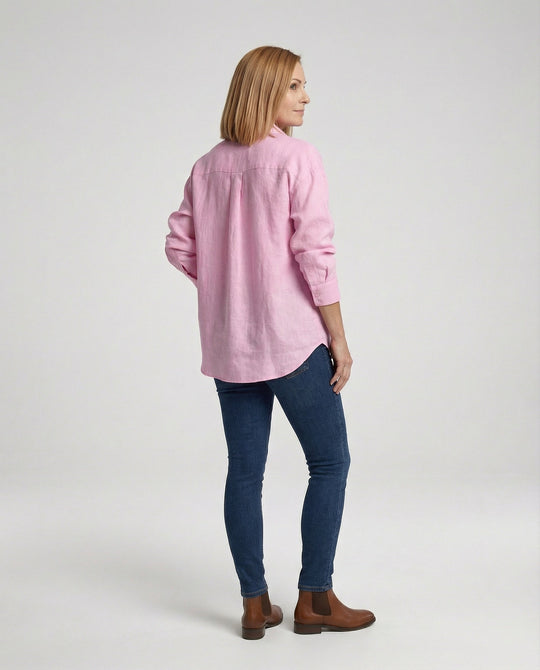 Damen Bluse Leinen Oversize