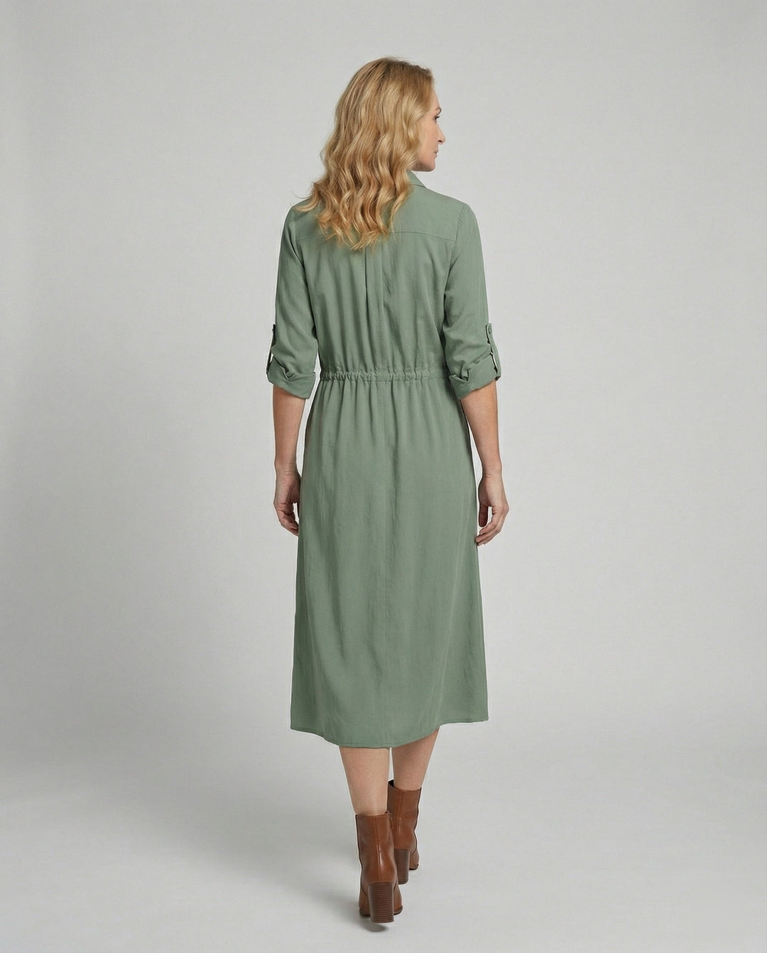 Damen Hemdblusenkleid mit Kordelzug