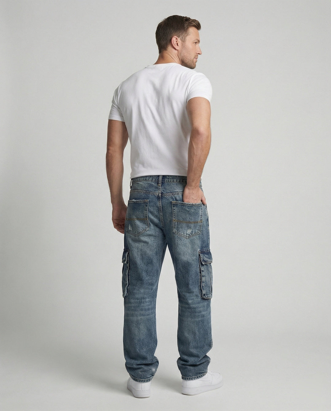 Herren Cargo Jeans weit mit Taschen - Arvani