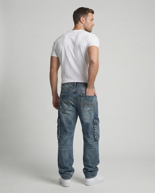 Herren Cargo Jeans weit mit Taschen - Arvani