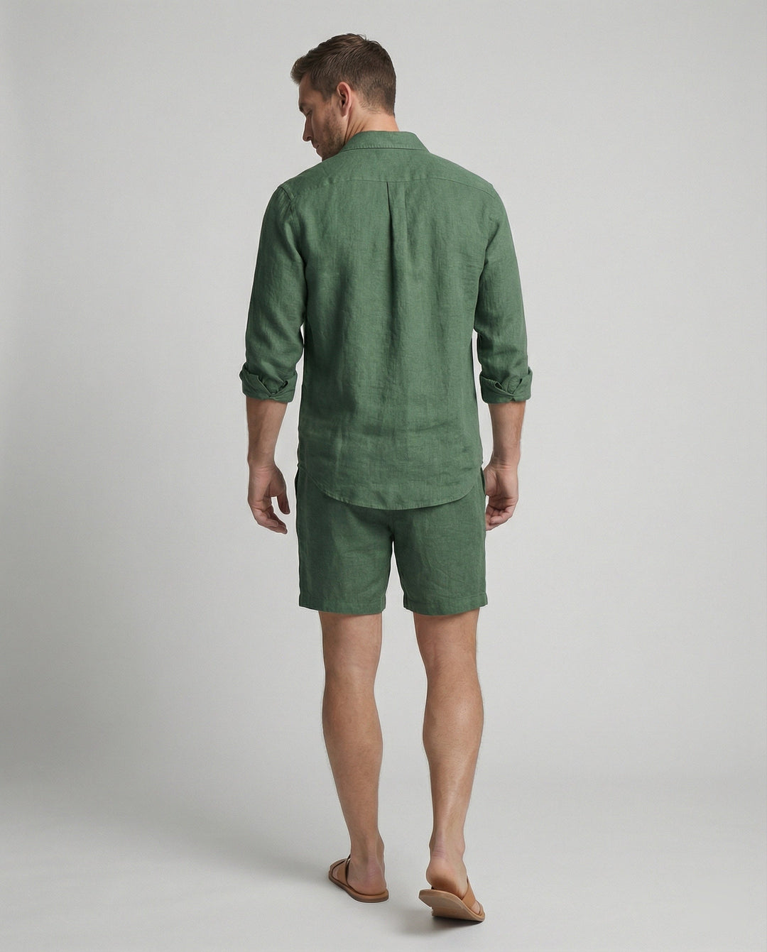 Zweiteiler Set Herren aus Leinen Hemd und Shorts