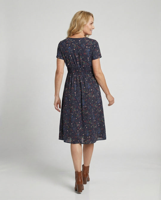 Damen Midikleid gesmokte Taille