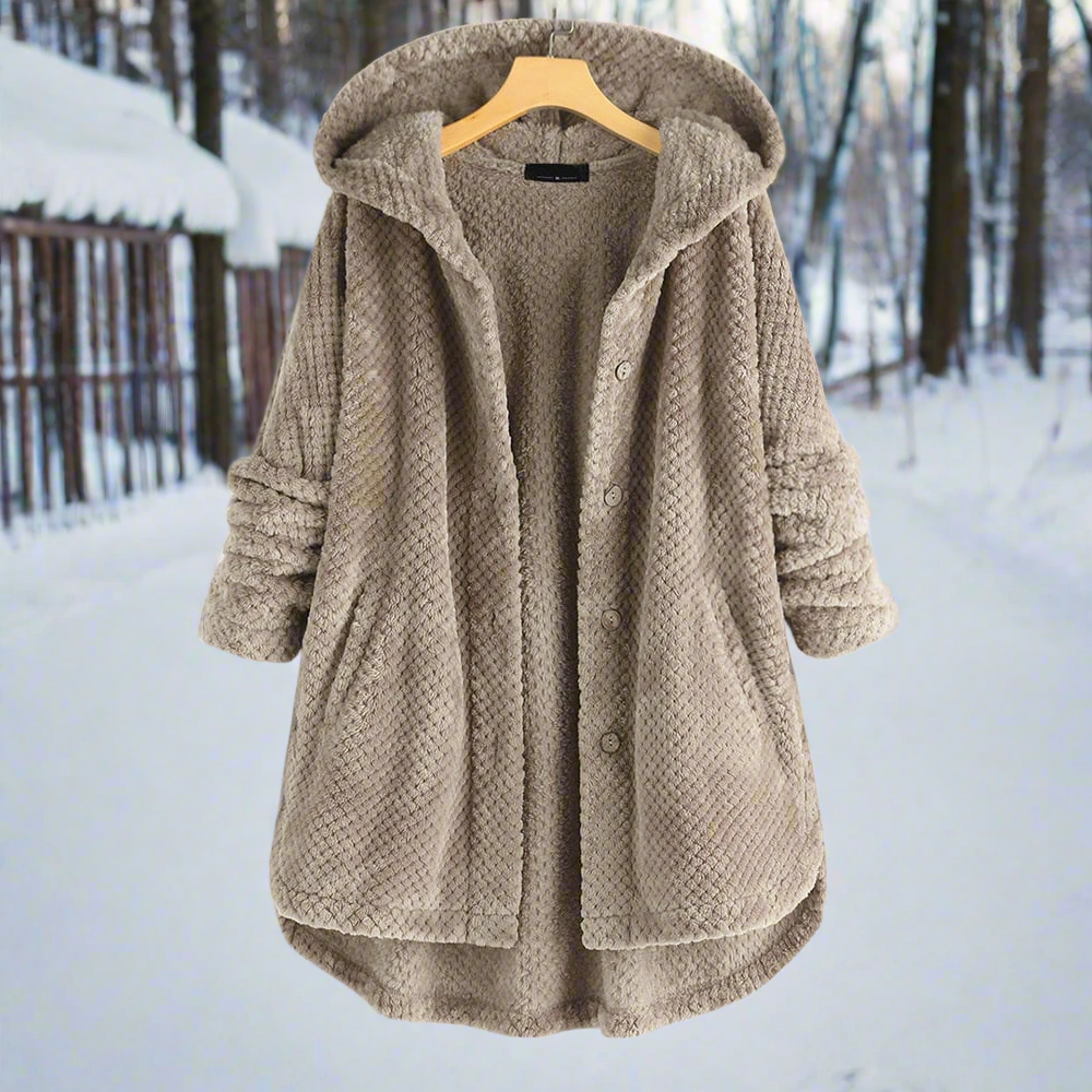 Bademantel - Strukturiertes Fleece - Lange und Lockere Passform - Knopfverschluss mit Taschen