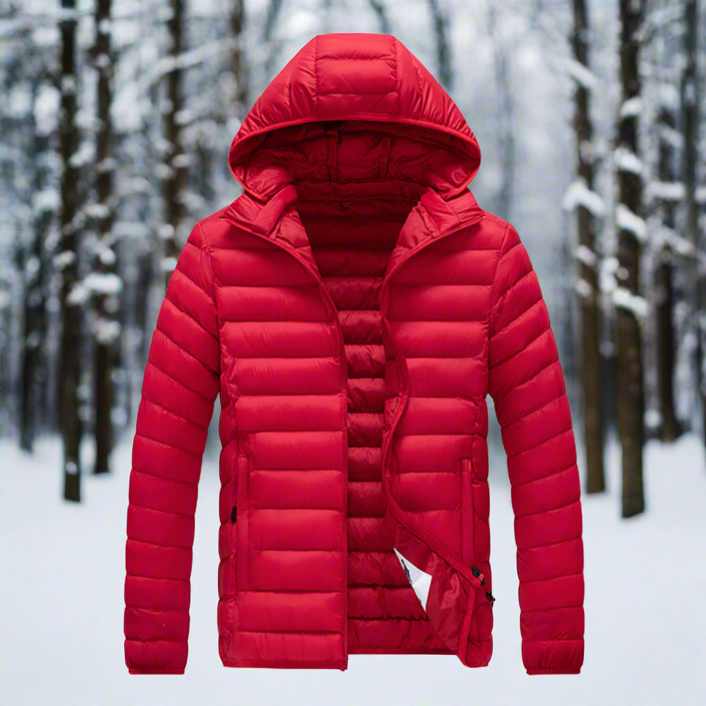 Daunenjacke Leichtes Steppdesign Abnehmbare Kapuze Winddicht und Warm