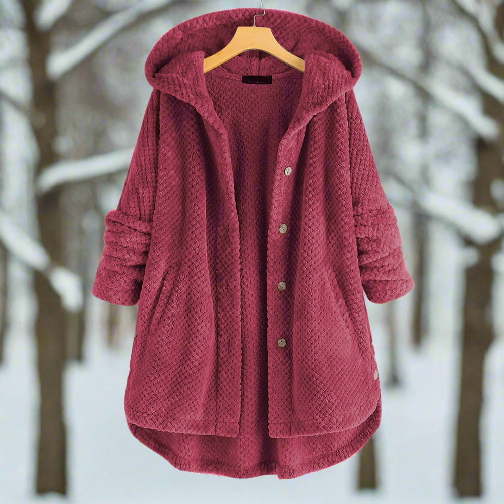 Bademantel - Strukturiertes Fleece - Lange und Lockere Passform - Knopfverschluss mit Taschen