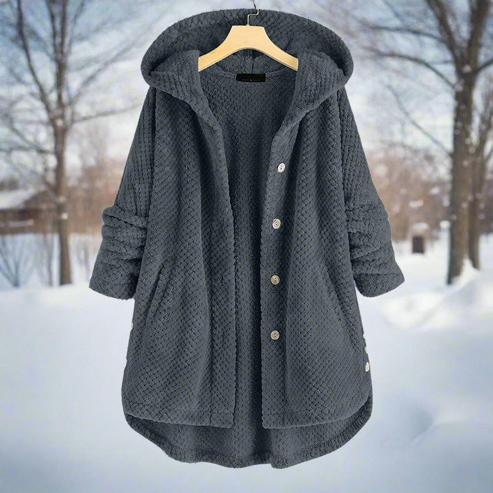 Bademantel - Strukturiertes Fleece - Lange und Lockere Passform - Knopfverschluss mit Taschen