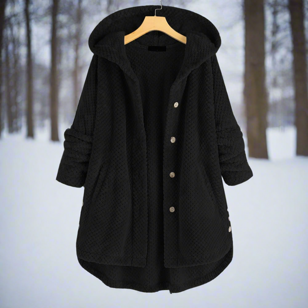 Bademantel - Strukturiertes Fleece - Lange und Lockere Passform - Knopfverschluss mit Taschen