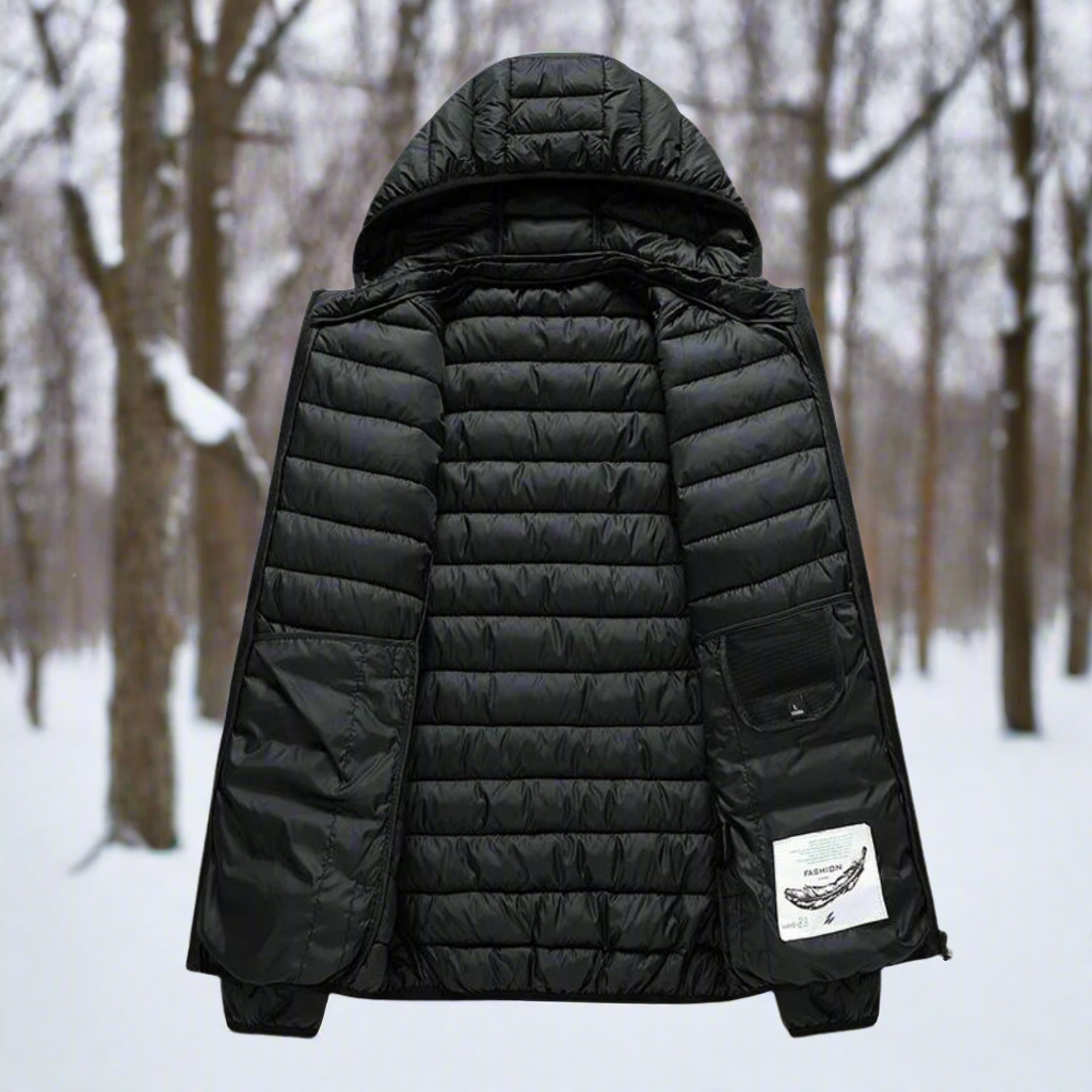 Daunenjacke Leichtes Steppdesign Abnehmbare Kapuze Winddicht und Warm