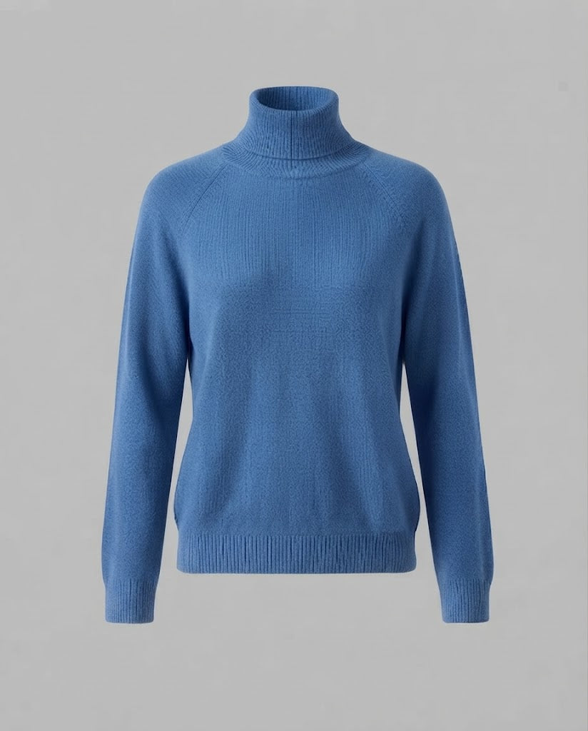 Damen Feinstrick-Rollkragenpullover aus Kaschmir-Mix mit Raglanärmeln und feinem Rippbund Nord Taschen