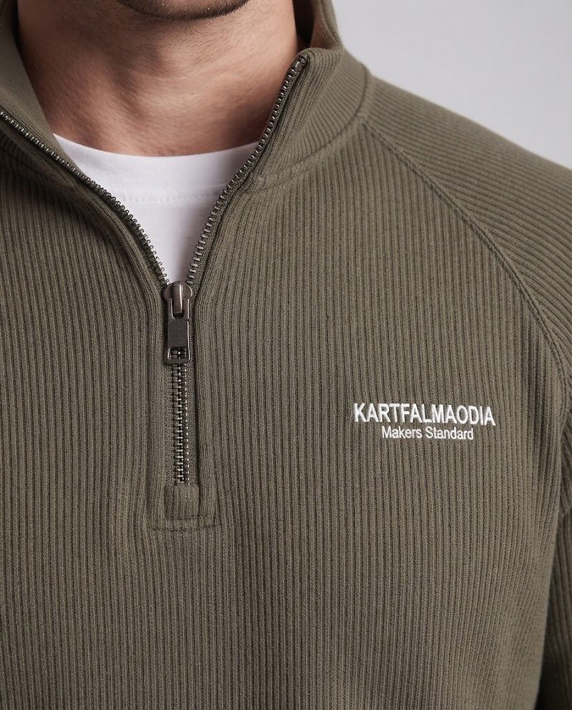 Herren eleganter Stehkragen-Pullover mit Reißverschluss Nord Taschen