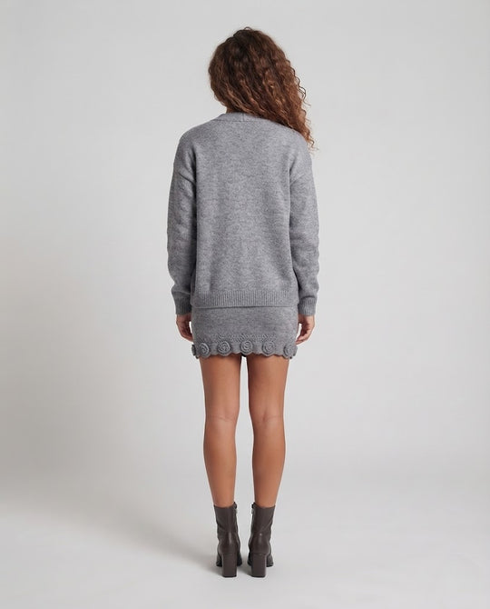 Damen Dreiteiliges Strick-Set mit Offenem Cardigan, Spaghettiträger-Top und Highwaist-Rock Nord Taschen