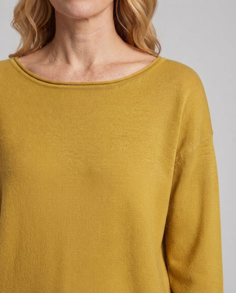 Damen feiner Strickpullover mit Bootsausschnitt und lockerer Passform Nord Taschen