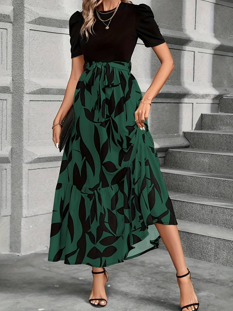Kleid mit Floralem Druck und Rundhalsausschnitt