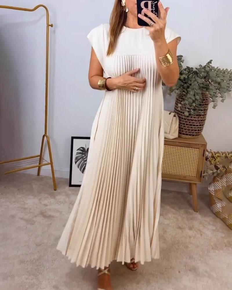 Elegantes Plissee-Kleid Einfarbig Ärmellos