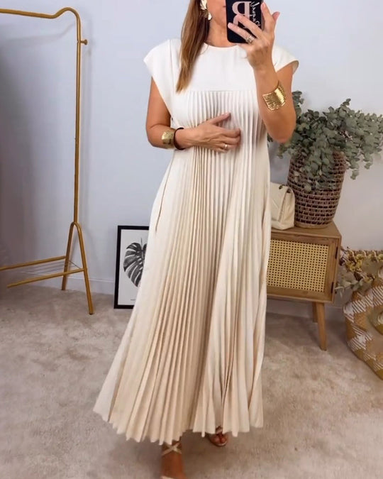 Elegantes Plissee-Kleid Einfarbig Ärmellos