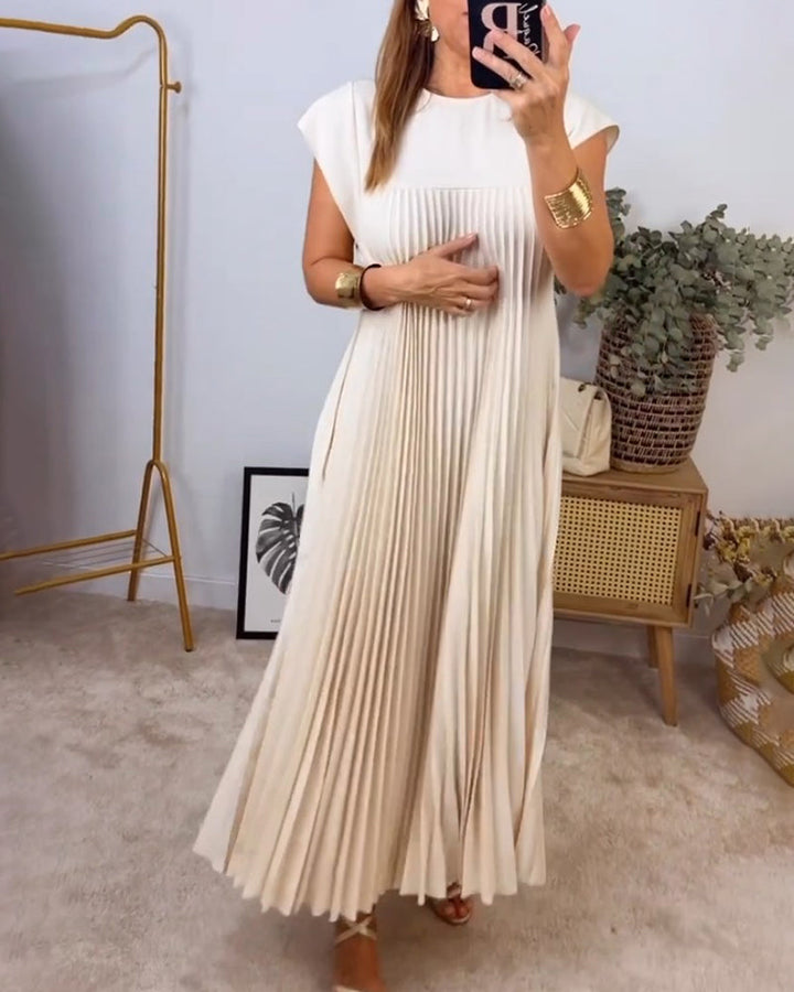 Elegantes Plissee-Kleid Einfarbig Ärmellos