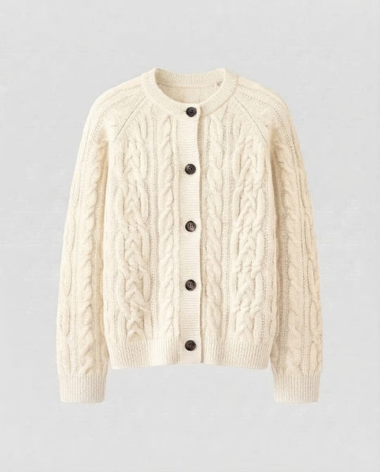 Damen Boxy-Zopfstrick-Cardigan mit Raglanärmeln und angoraähnlicher Haptik Nord Taschen