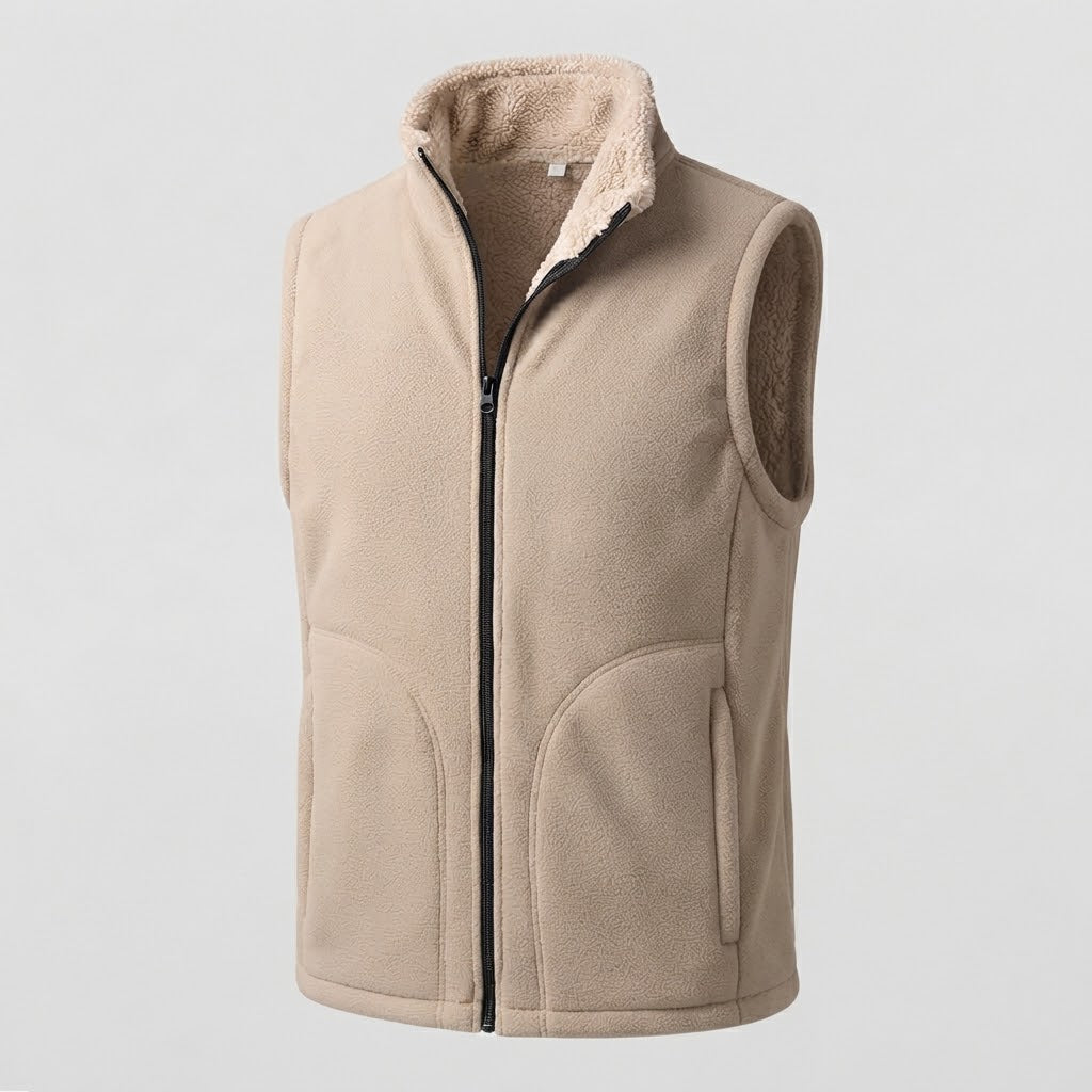 Herren Warme Thermo-Fleeceweste mit Sherpa-Innenfutter, Stehkragen und verdeckten Eingrifftaschen Nord Taschen