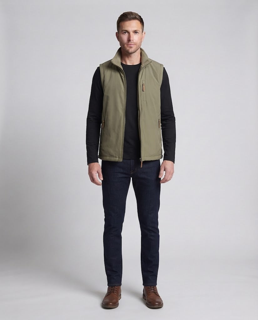 Herren Thermo-Fleece-Weste mit Teddyfutter, hochschließendem Kragen und Reißverschluss-Taschen Nord Taschen
