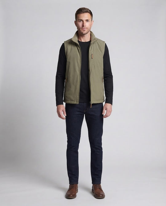 Herren Thermo-Fleece-Weste mit Teddyfutter, hochschließendem Kragen und Reißverschluss-Taschen Nord Taschen