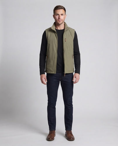 Herren Thermo-Fleece-Weste mit Teddyfutter, hochschließendem Kragen und Reißverschluss-Taschen Nord Taschen