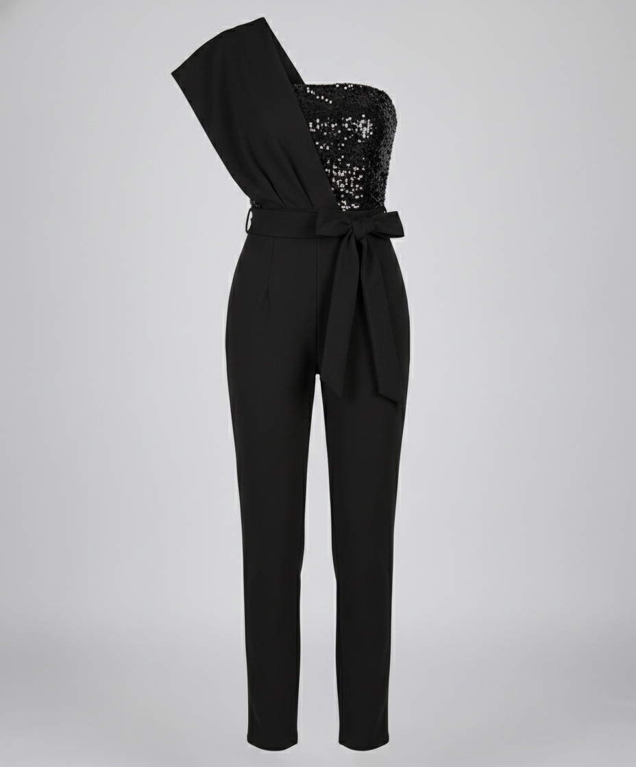 Patchwork Pailletten Jumpsuit Damen