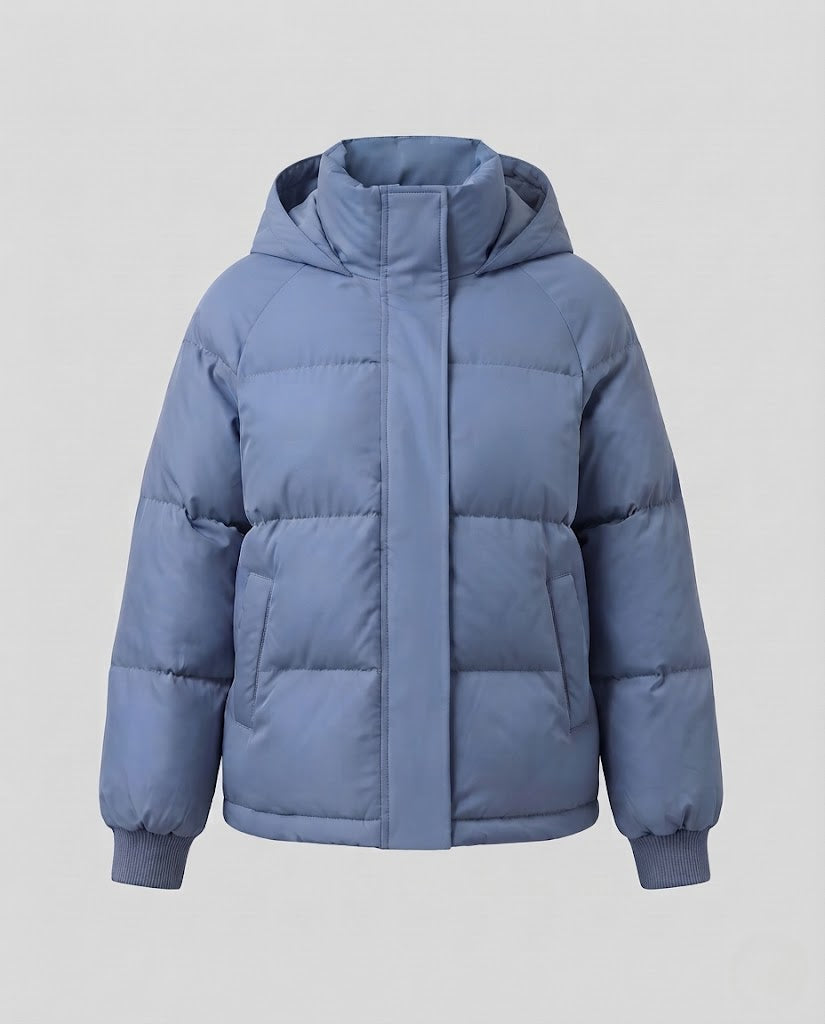 Kurze Damen-Steppjacke, gefüttert, mit Kapuze
