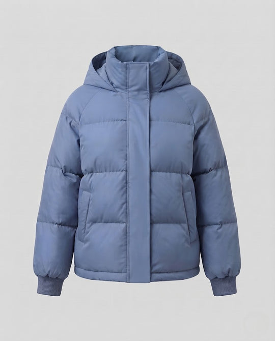 Kurze Damen-Steppjacke, gefüttert, mit Kapuze