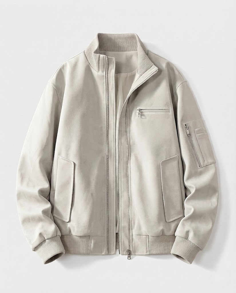 Herren Oversized Bomberjacke mit Stehkragen und Utility-Ärmeltasche Nord Taschen